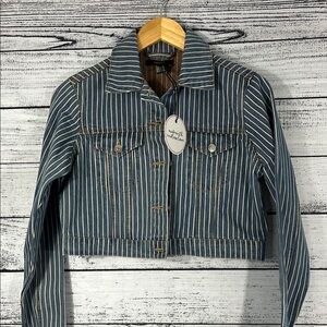 NWT-FOREVER 21 Stripe Denim Jacket